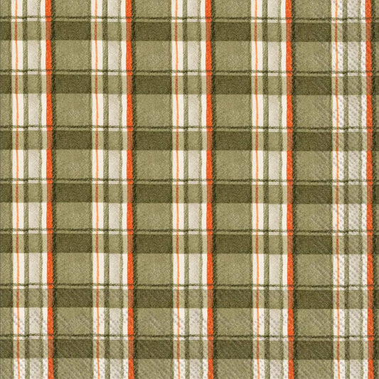 Fall Green & Orange Plaid Paper Lunch Napkins