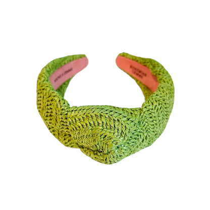 Green Raffia Knotted Headband