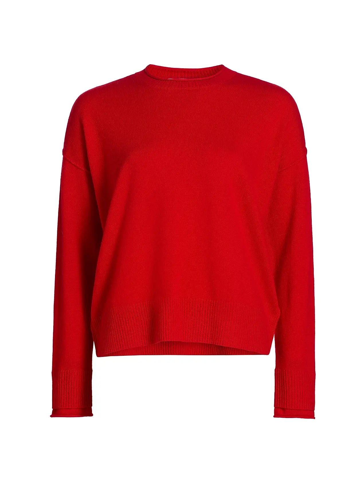 Cashmere Easy Crew Sweater- Red