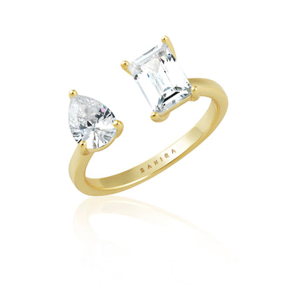 Toi et Moi Gold Faux Diamond Ring 6