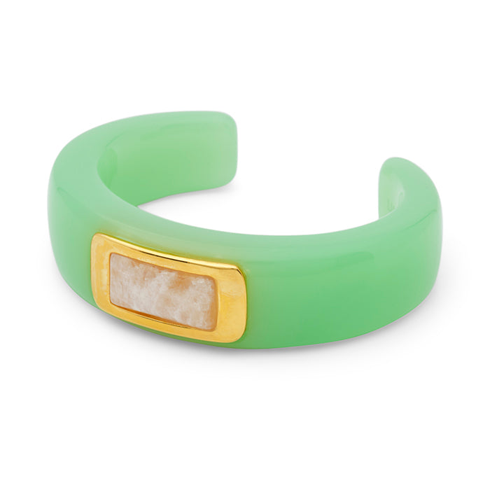 Lucas Jack Aqua & Moonstone Resin Wide Cuff