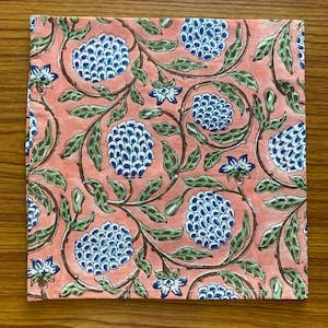 Dark Salmon Pink, Sage Green, Delft Blue Cotton Napkins: Set of 12 20x20 inch