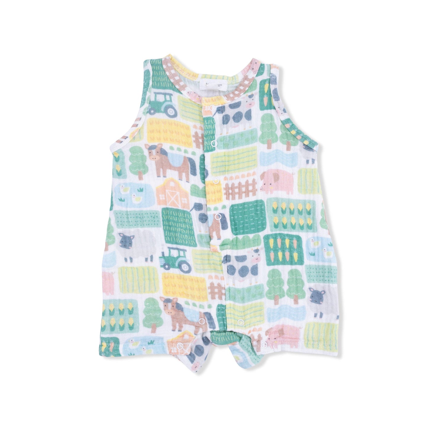 Angel Dear Patchwork Farm | Sleeveless Shortie Romper
