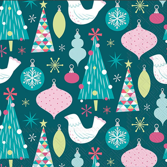 Pastel Christmas Paper Cocktail Napkins