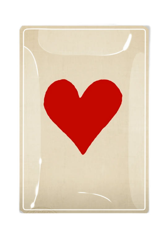 Ben's Garden Red Long Heart Decoupage Glass Tray 5"X 8"