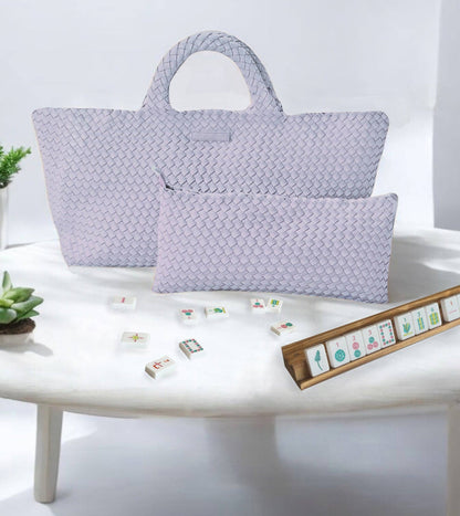 Peace Love Mahjong Woven Mahjong Carryall Cream