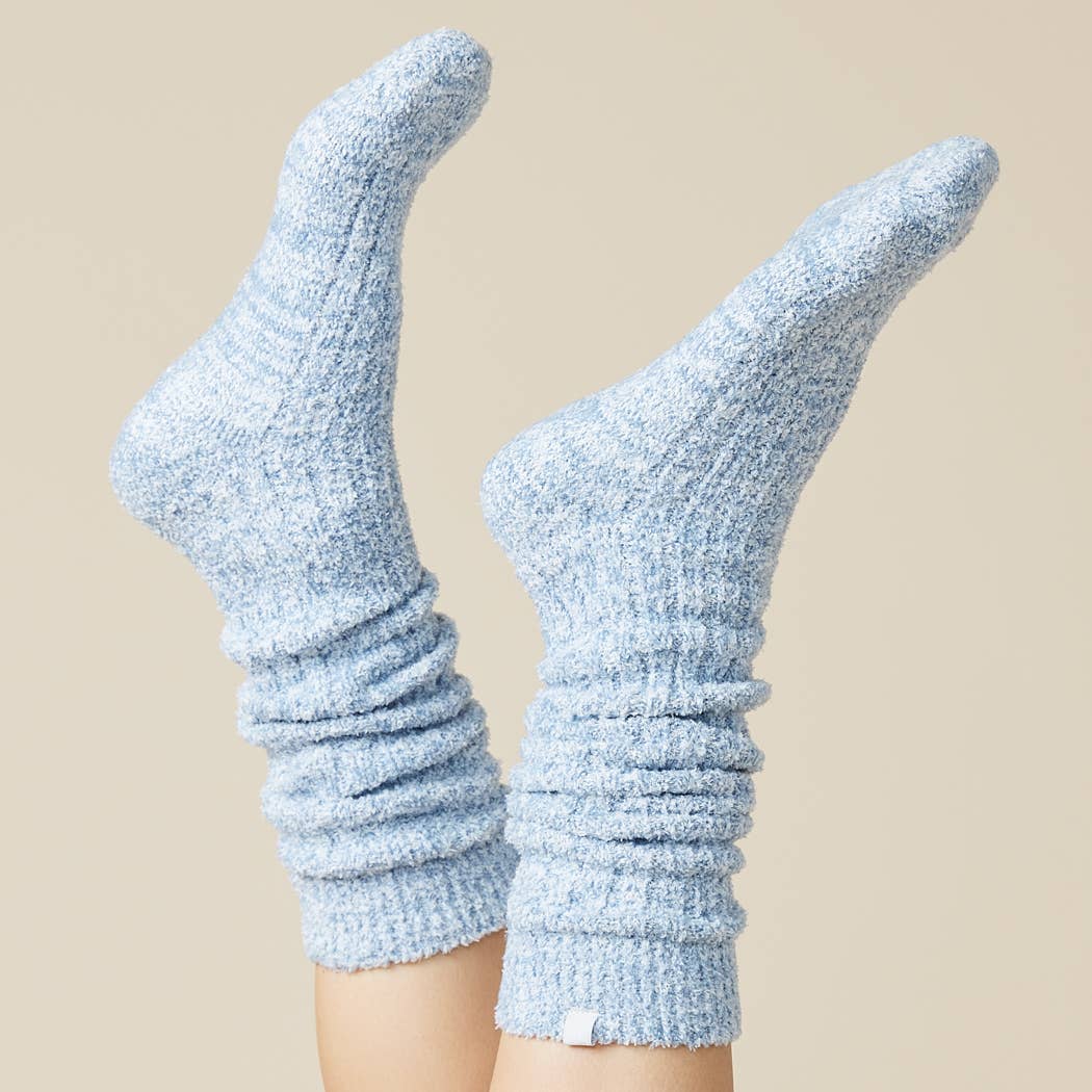 Slouchy Marshmallow Socks with Grippers- Heather Spring Lake