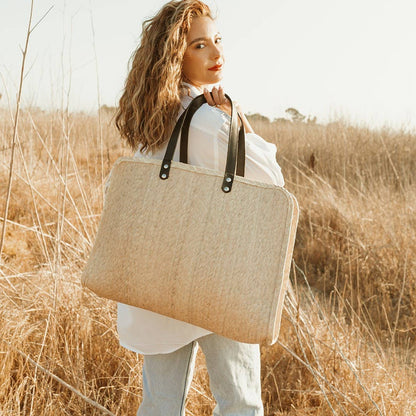 Luna Oversized Straw Tote With Leather Handles