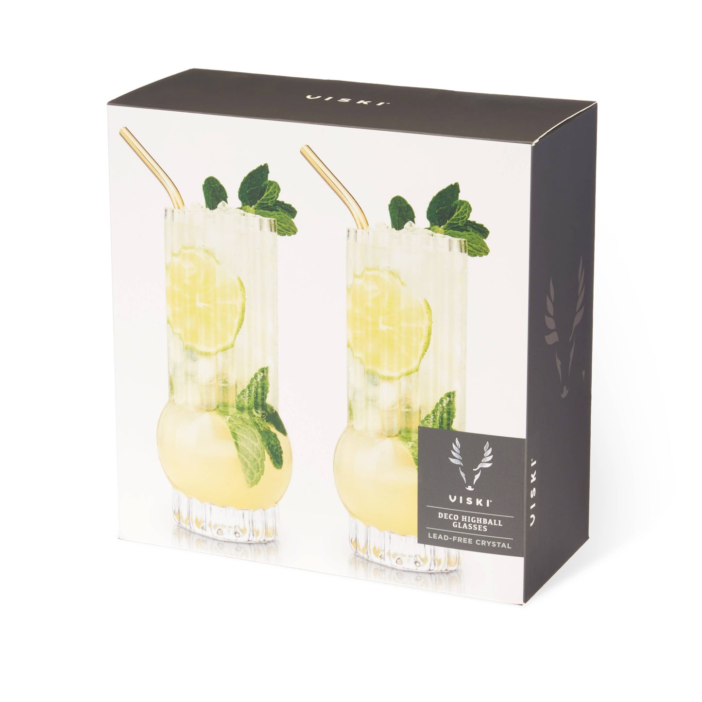 Art Deco Crystal Highball Glasses - Set of 2