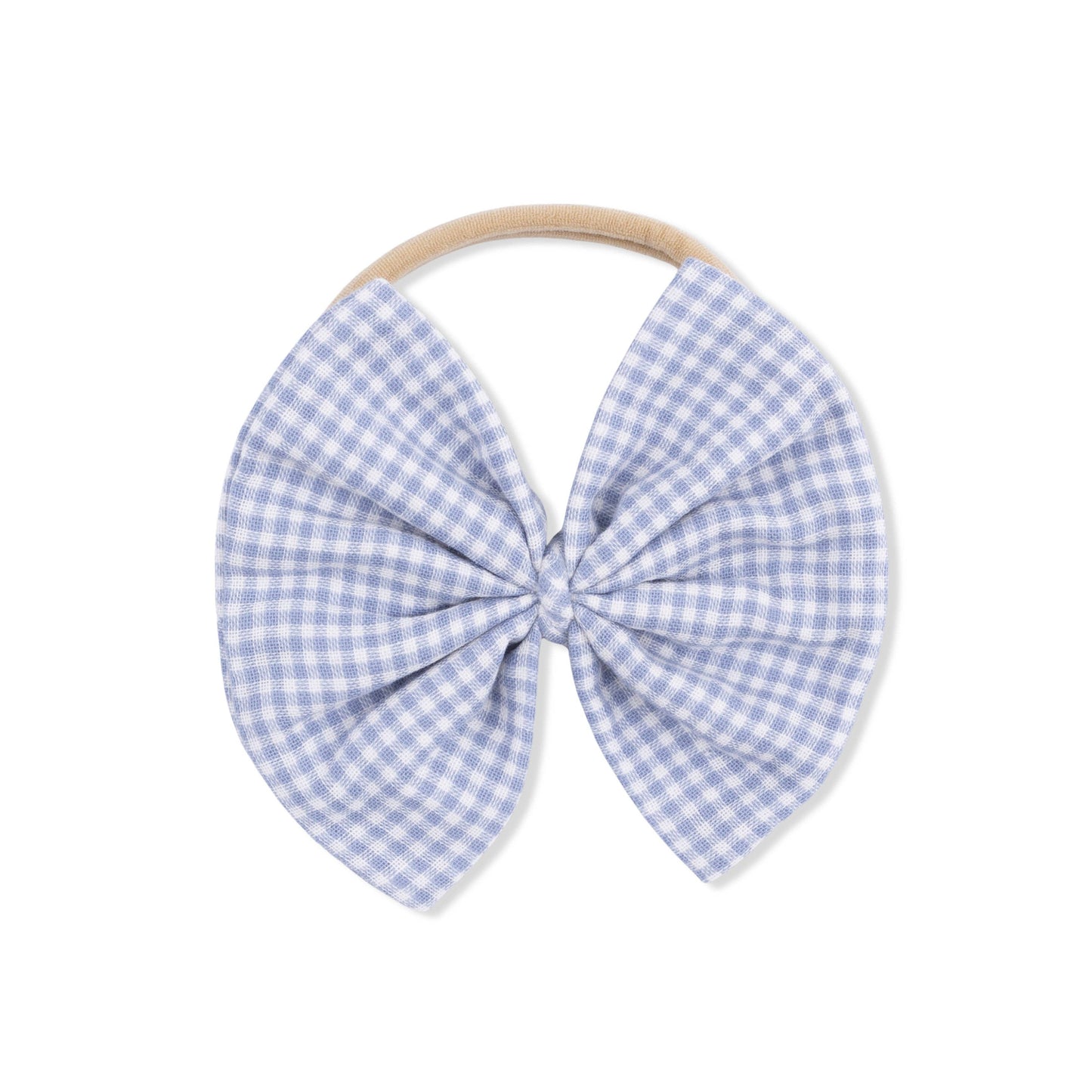 Angel Dear Micro Gingham Blue Blizzard | Bow on Headband