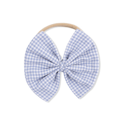 Angel Dear Micro Gingham Blue Blizzard | Bow on Headband