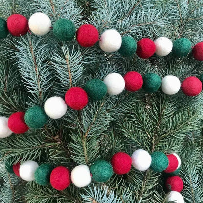Christmas Garland | Red Green White Balls