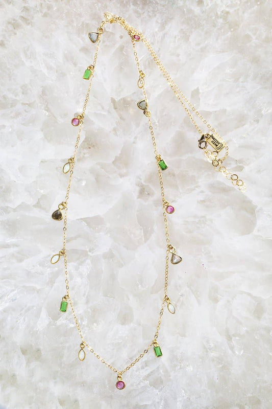 14K Gold Fill Candy Gem Long Necklace