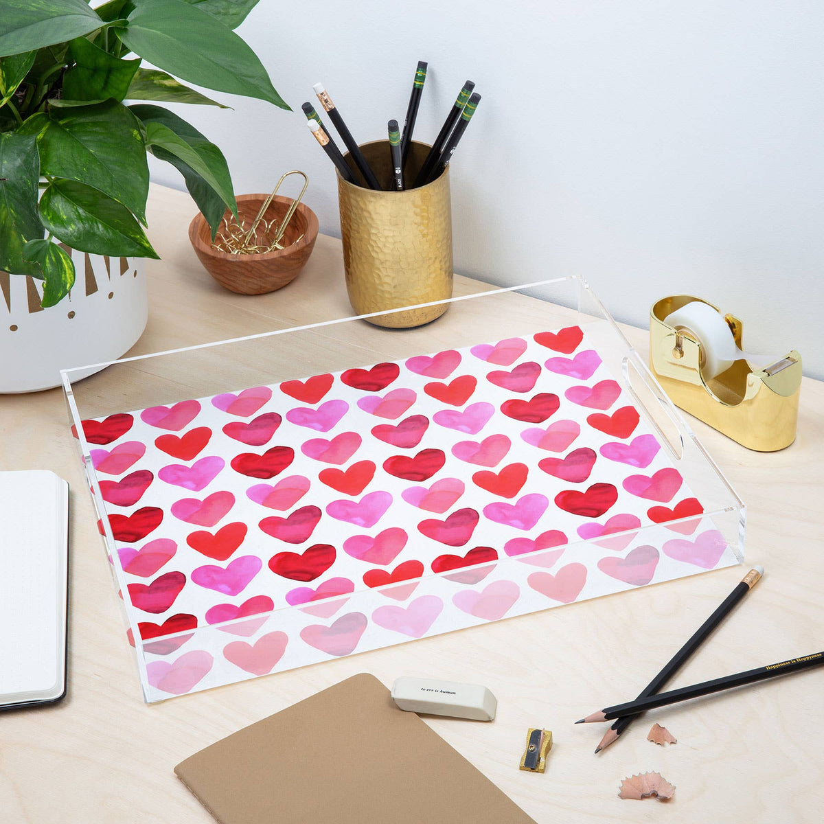 Small Acrylic Tray | Heart Watercolor