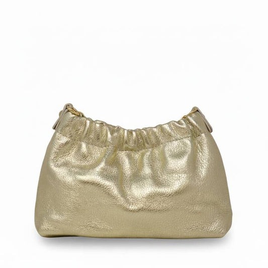 German Fuentes Genuine Italian Leather Clutch and Crossbody Bag in Gold