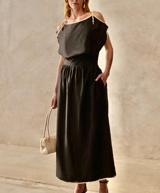 Sancia Calista Dress in Coal and Pearl