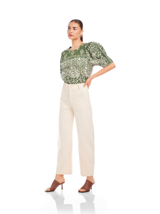 Fifteen Twenty Barrel Leg Pant in Cream