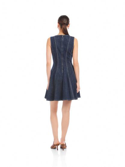 Fifteen Twenty Darla Contrast Stitch Dress | Denim