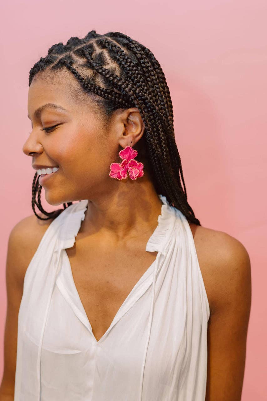 Lisi Lerch Kaia Natural Raffia Flower Earring