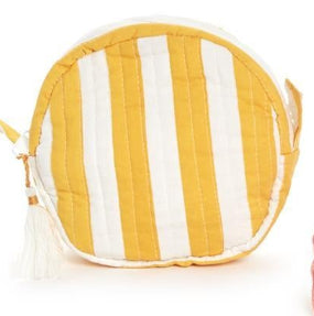 Yellow and White Round Multi purpose Pouch