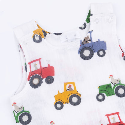 Angel Dear Tractor Friends | Sleeveless Shortie Romper