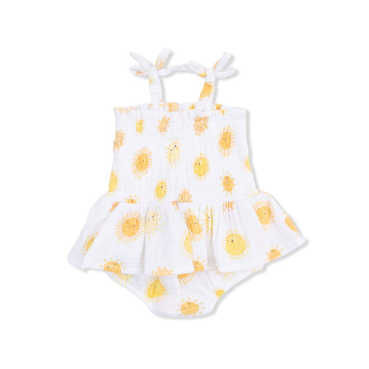 Angel Dear Happy Suns | Smocked Bubble with Skirt