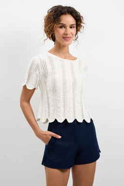 Trina Turk Playa Largo Wavy Knit Top | White