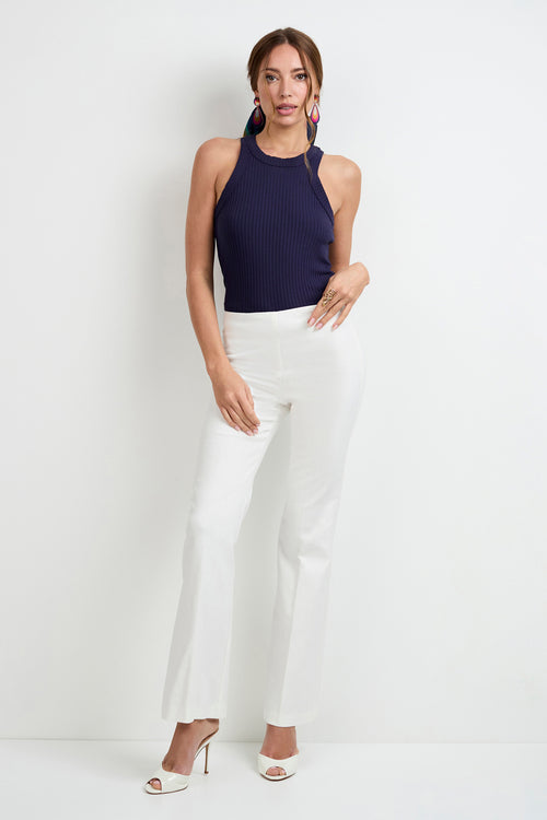 Trina Turk Jacoba Slim-Fit Bootcut Pants in Whitewash Jacquard
