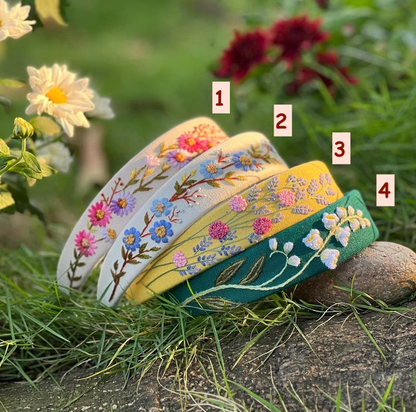 Summer Floral Embroidered Headband
