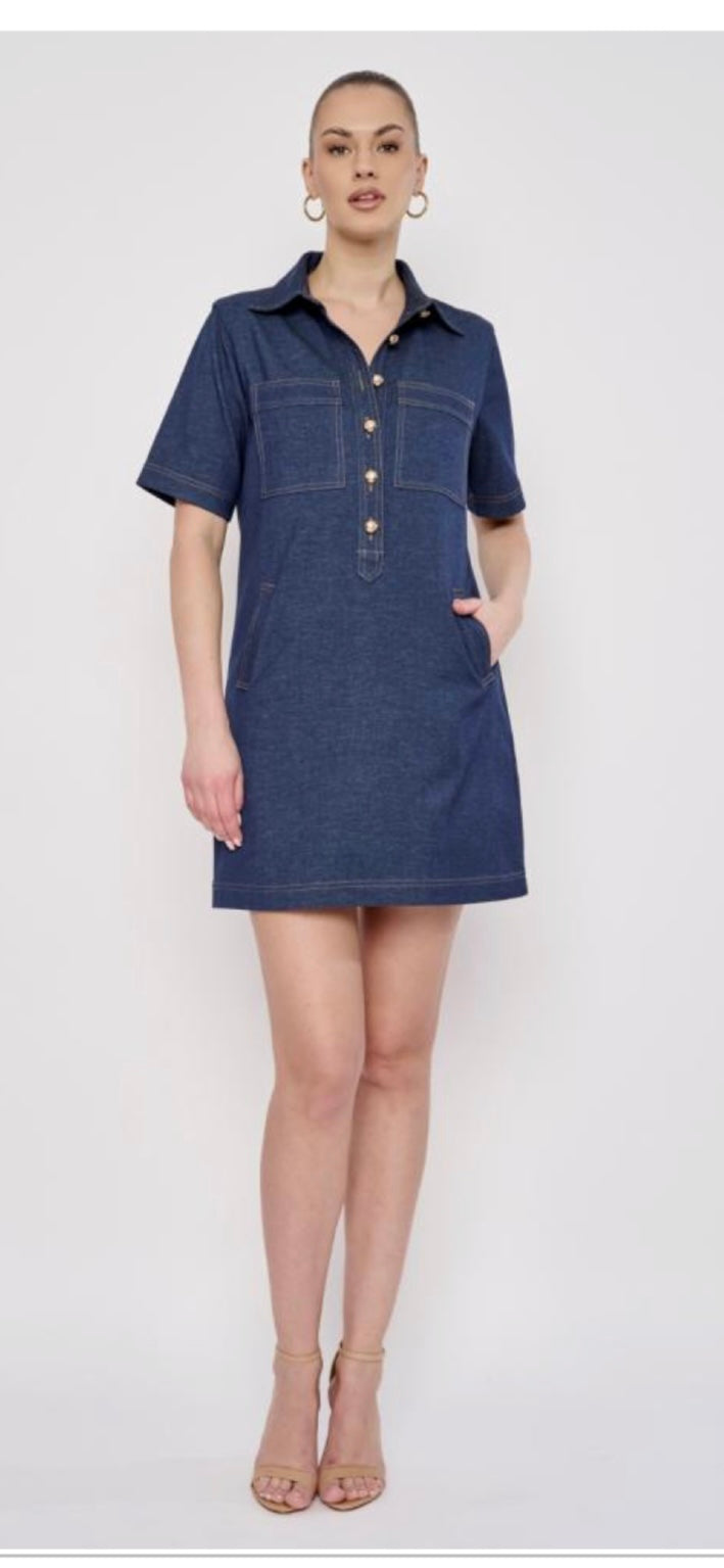 Flora Bea Alix Dress in Denim Navy