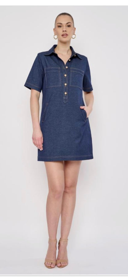 Flora Bea Alix Dress in Denim Navy