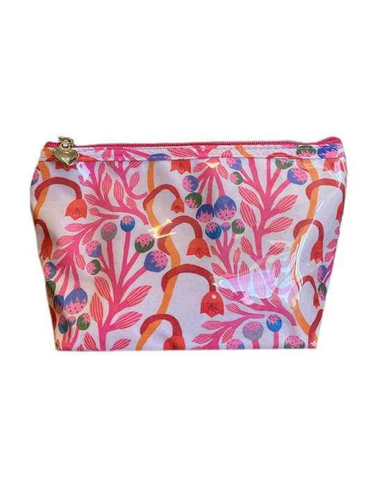 Cosmetic Bag (Small) - Strawberry Vine (Pink)