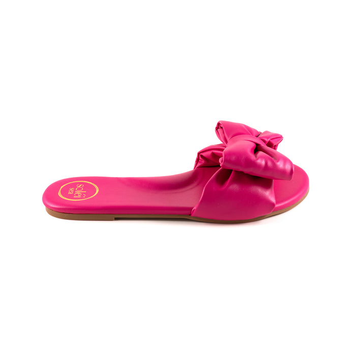 Rafie Bow Slide Sandal- Hot Pink