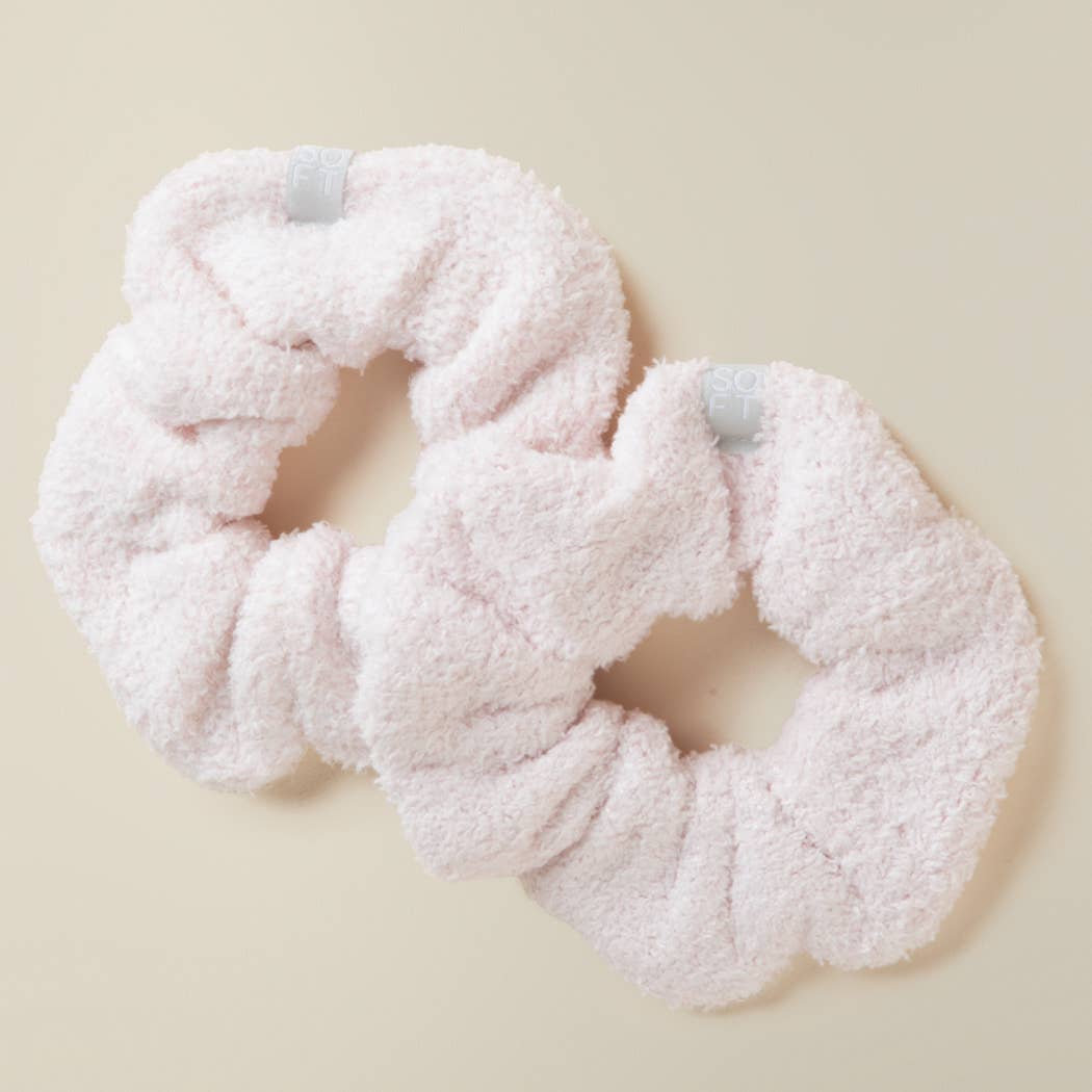 Softies Hair Scrunchie 2 Pack in Heather & Solid Marshmallow: Blush Pink