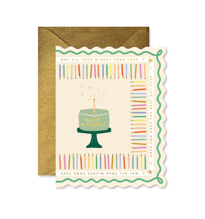 Ginger P. Designs Cake and Candles Scallop Greeting Card | Birthday