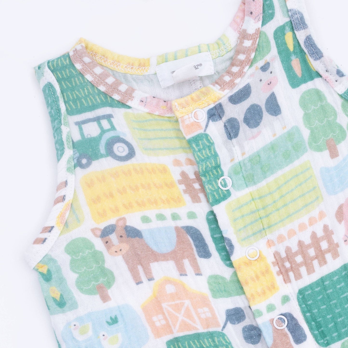 Angel Dear Patchwork Farm | Sleeveless Shortie Romper