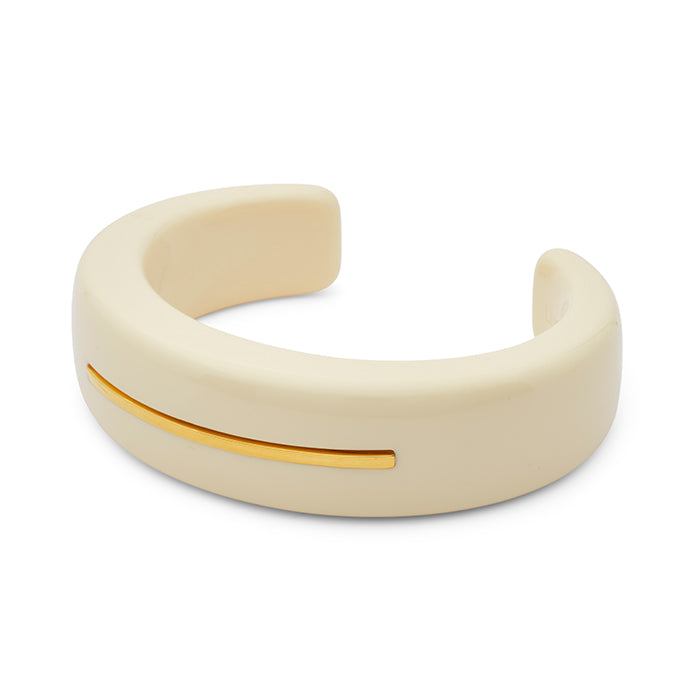 Lucas Jack Ivory & Gold Resin Wide Cuff