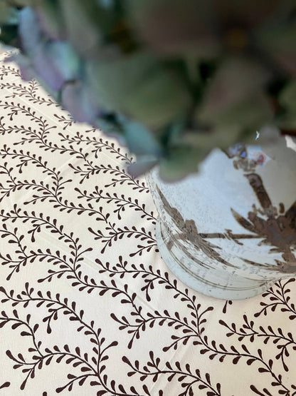 Winding Vines Tablecloth in Chocolate Brown: 120" Round