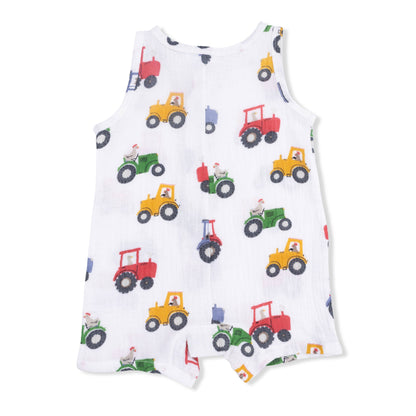 Angel Dear Tractor Friends | Sleeveless Shortie Romper