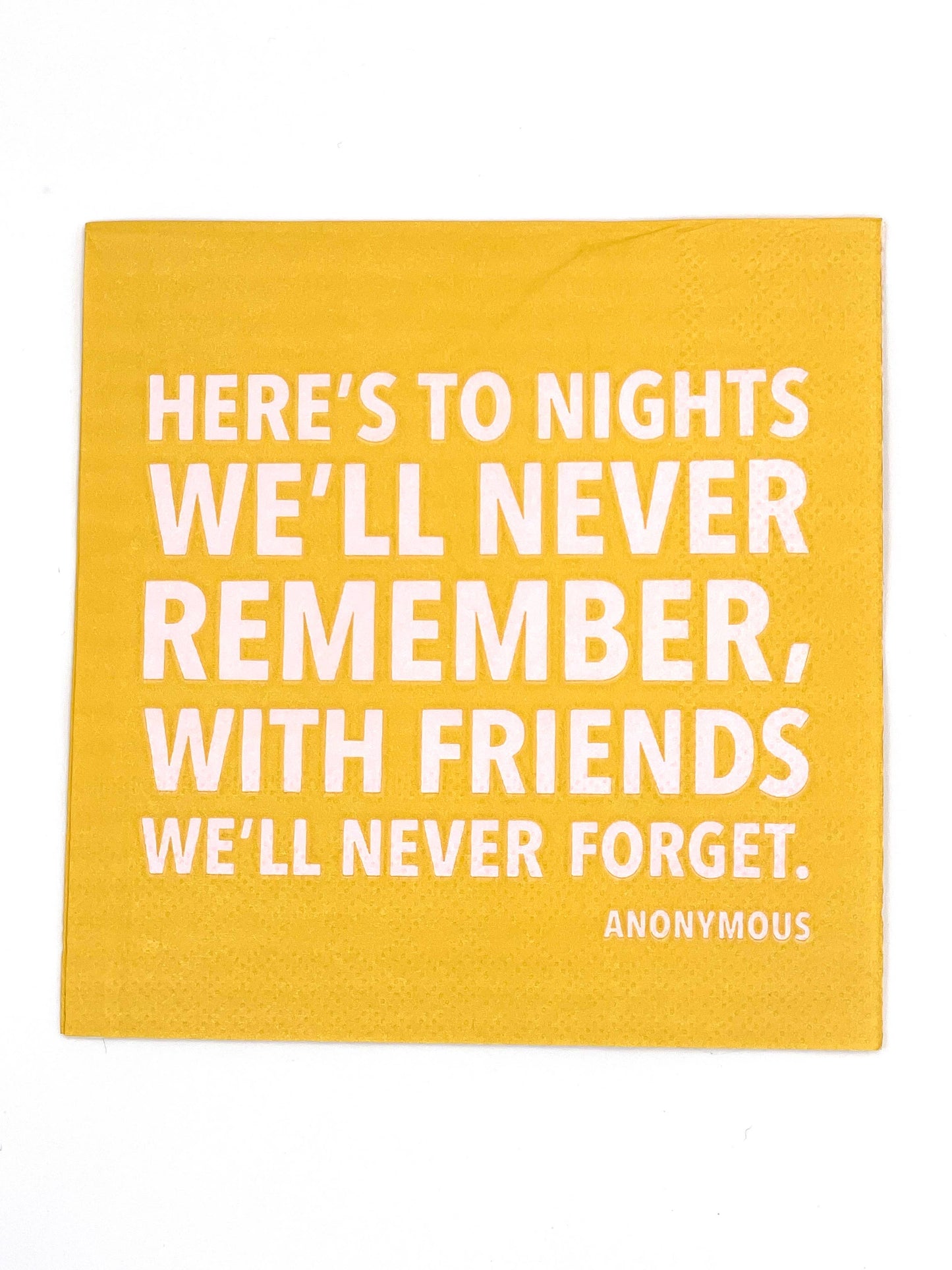 To Nights We'll Never Remember Paper Cocktail Napkin