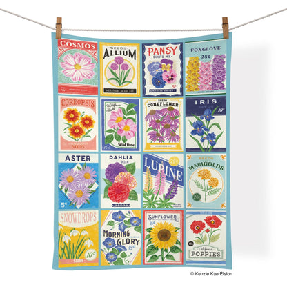 Seed Packets Cotton Kitchen Tea Towel