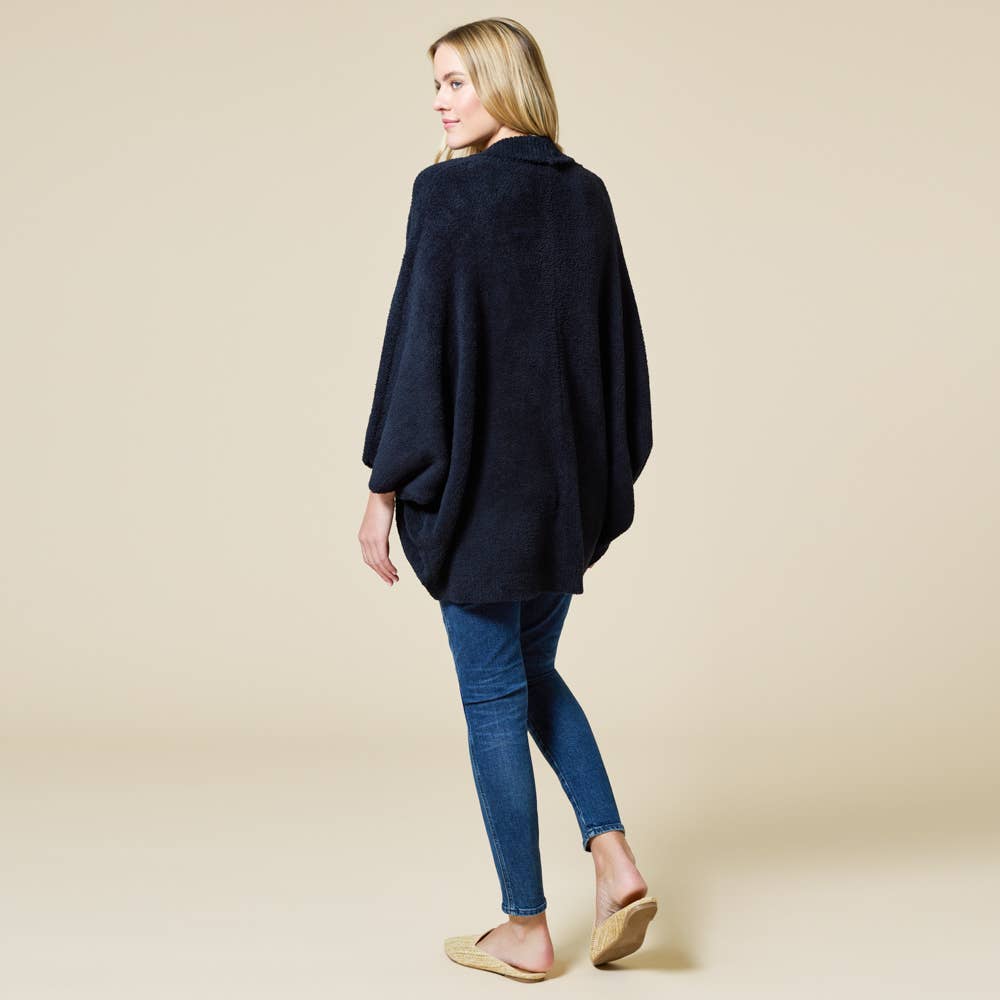 Solid Marshmallow Shrug- Black