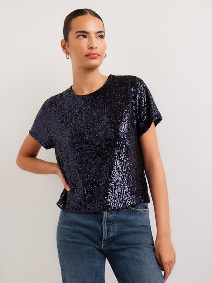 Fifteen Twenty Aerin Sequin Top | Navy