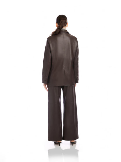 Fifteen Twenty Regan Faux Leather Blazer in Brown