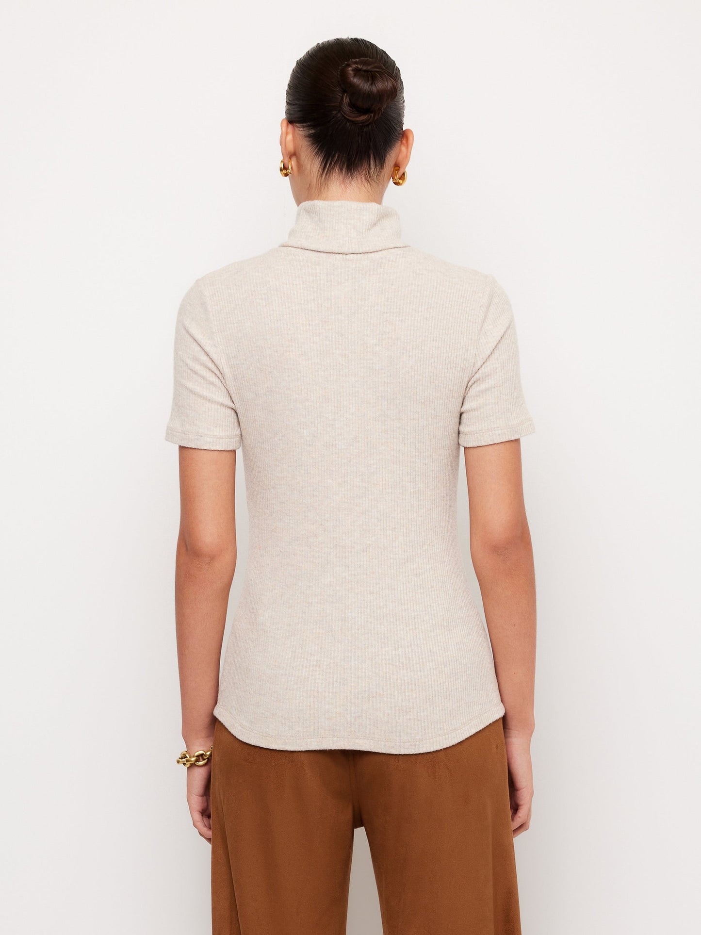 Fifteen Twenty Jana Short Sleeve Turtleneck Top | Oat