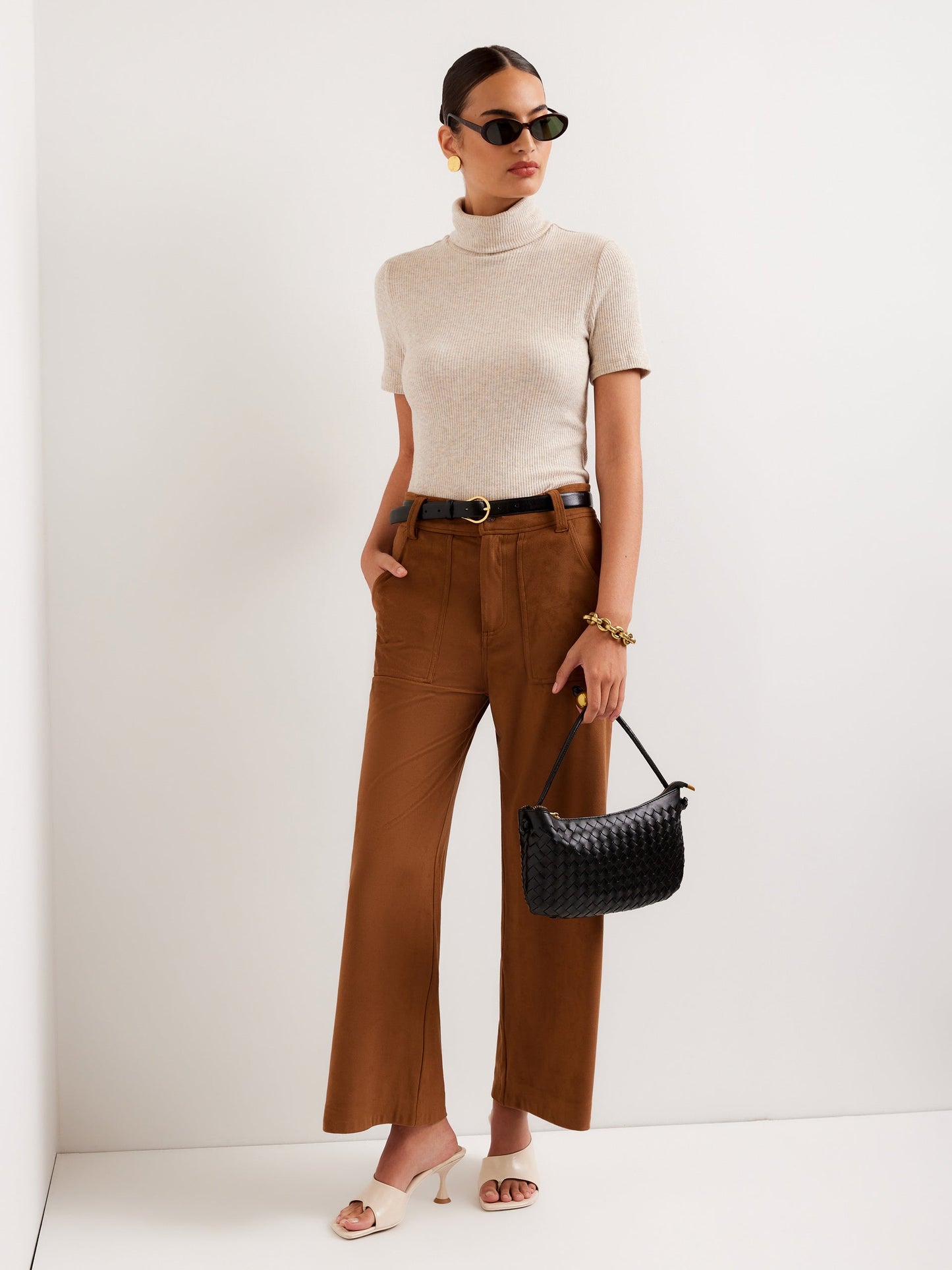 Fifteen Twenty Jana Short Sleeve Turtleneck Top | Oat