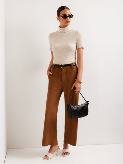 Fifteen Twenty Jana Short Sleeve Turtleneck Top | Oat