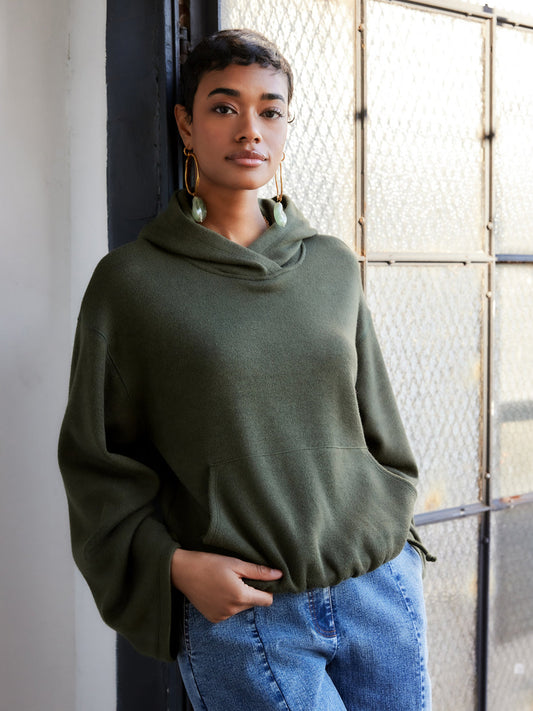 Fifteen Twenty Makenna Bubble Sweatshirt in Olive