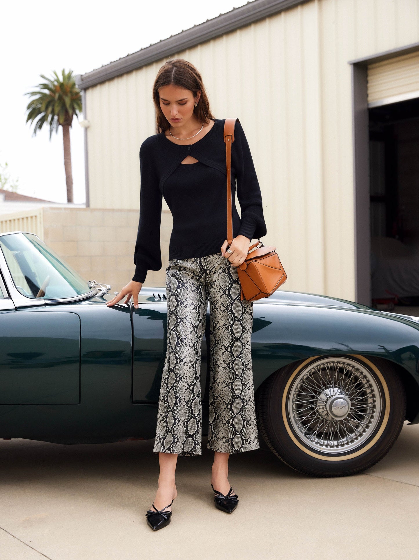Fifteen Twenty Kelly Faux Leather Cropped Pant | Snake Print