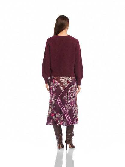 Fifteen Twenty Heather V-Neck Sweater in Wine